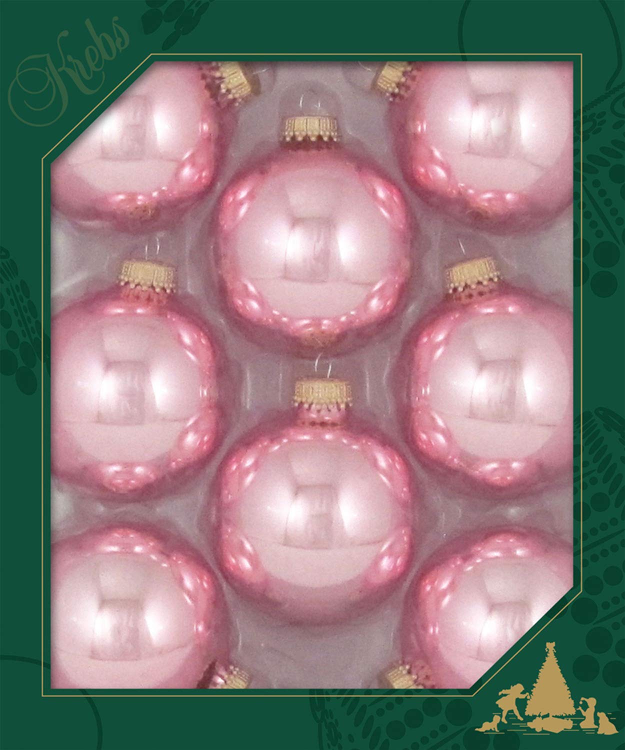 Christmas by Krebs Pink Blush 2.63 in Glass Christmas Tree Ornaments Set of 8 #KBX83305